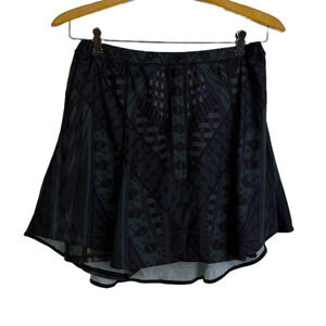 Yoga Democracy Skirt Womens XL Green Black Geometric Skort Shorts Run Tennis